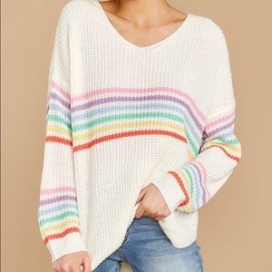 Red dress boutique rainbow sweater
